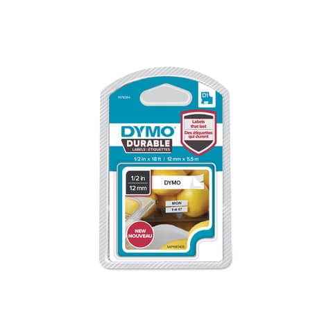 Nastro per etichettatrici Dymo D1 Durable 12 mm x 5,5 m nero/bianco 1978364